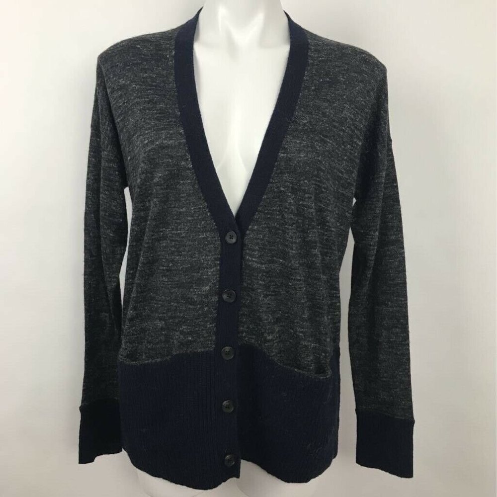 Madewell Cardigan Sweater Gray Blue Color Block M